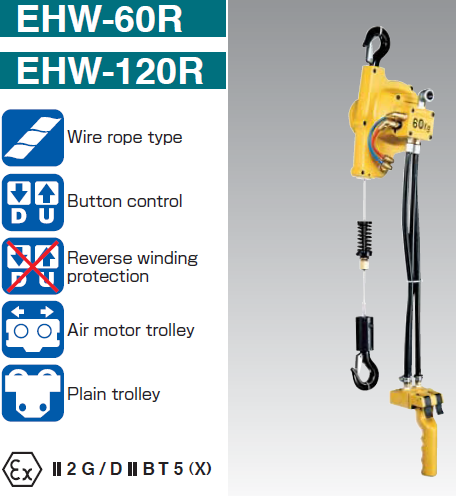 日本远藤ENDO气动葫芦 EHW-60R EHW-120R钢索型气动葫芦